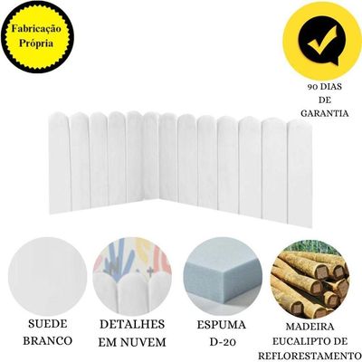 Cabeceira Painel Cama Solteiro Box Nuvem Suede Sandy 90 Cm :branco
