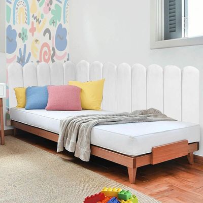 Cabeceira Painel Cama Solteiro Box Nuvem Suede Sandy 90 Cm :branco