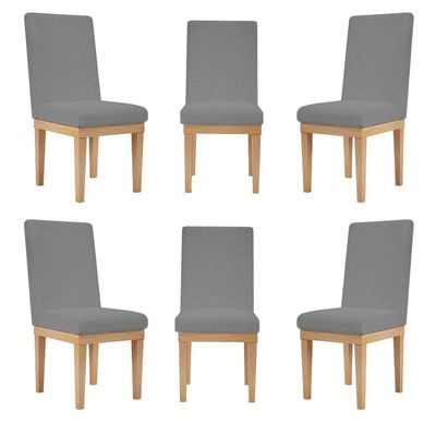 Kit 6 Cadeiras Reforçadas Para Mesa De Jantar Tecido Grafite