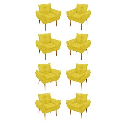 Kit 08 Poltronas Opala Decorativas Sala De Estar Suede Cor:amarelo