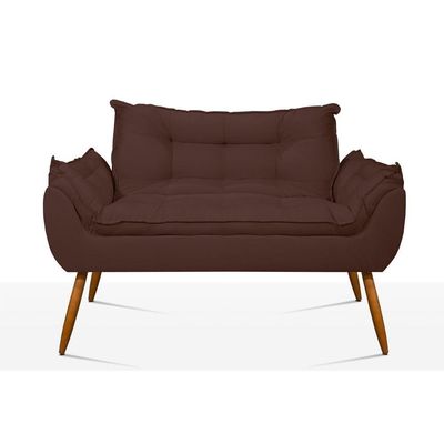 Kit Poltrona Decorativa Escritório + Namoradeira Luxo Marrom