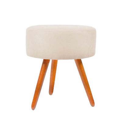 Kit 02 Poltronas Decorativas + Puff Decorativo Redondo Sala Cor:bege