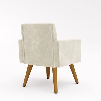 Kit 02 Poltronas Decorativas + Puff Decorativo Redondo Sala Cor:bege