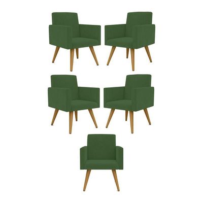 Kit 05 Cadeiras Poltronas Decorativa - Escritório - Recepção Cor:verde