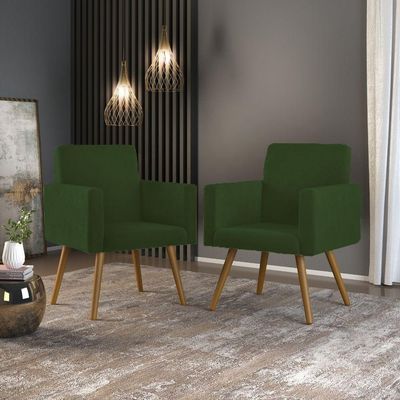 Kit 05 Cadeiras Poltronas Decorativa - Escritório - Recepção Cor:verde
