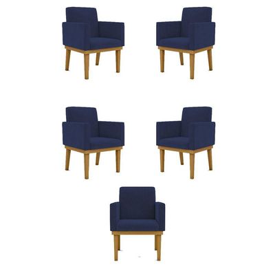 Kit 05 Poltronas Decorativa Reforçada Balaqui Decor Cor:azul-marinho