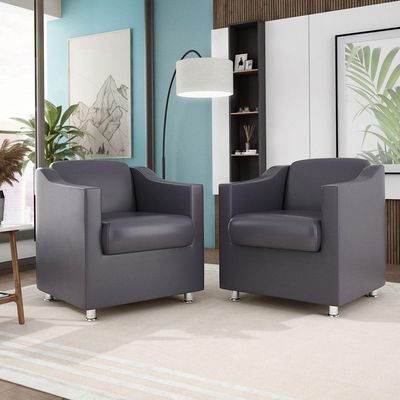 Kit 2 Poltronas Decorativas Consultorio Recepção Sala Cinza
