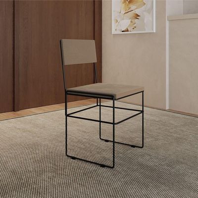 Kit 6 Cadeiras De Jantar Industrial Estofadas Bege Aço Preto