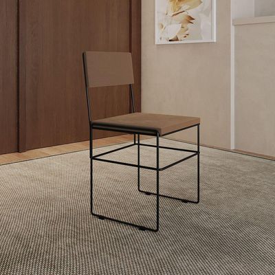 Kit 6 Cadeiras De Jantar Estofadas Marrom Aço Preto