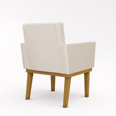 Kit 12 Cadeiras Poltrona Com Base Recepção Courino Bege