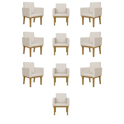 Kit 12 Cadeiras Poltrona Com Base Recepção Courino Bege