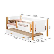 Bicama Infantil Com Grade De Proteção E Colchões Mirela Branca/Mel + Luminária Led - Cor: Branco