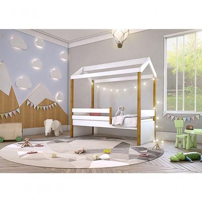 Cama Montessori Cabana Solteiro Com Cordão Led