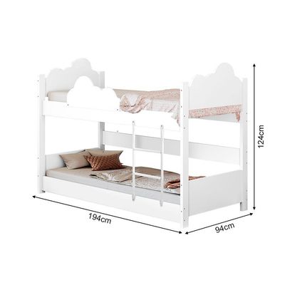 Beliche Solteiro Montessoriana Nuvem Erika Branco + Luminária Led - Branco
