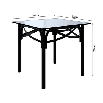 Mesa De Jantar Katrina Preta Quadrada Tampo De Madeira 90 Cm Asturias - Cor: Preto