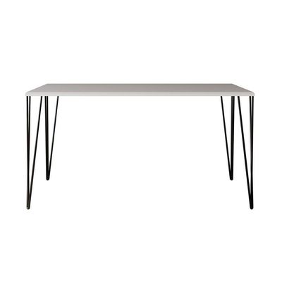 Mesa De Jantar Retangular Tampo De Madeira 140X80Cm Branco