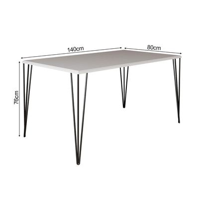 Mesa De Jantar Retangular Tampo De Madeira 140X80Cm Branco