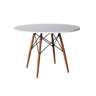 Mesa De Jantar Branca 90Cm Base Madeira Maciça Branco