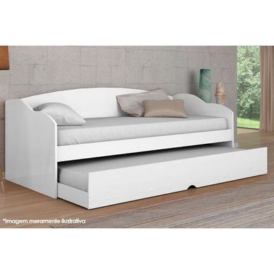 Sofá Cama Solteiro Funny Iii C/ Auxiliar Branco - Conquista