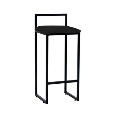 Kit 2 Banquetas Alta Aço Preta Assento Preto Preto