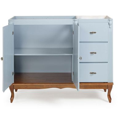 Balcão Para Pia Copenhagen 2 Portas E 3 Gavetas - 1042 Laca - Azul Bebê