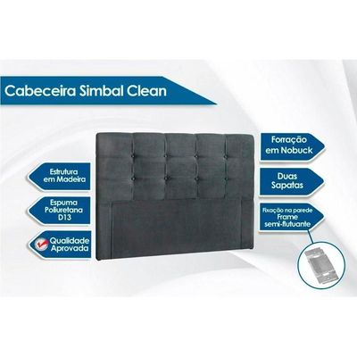 Cabeceira Cama Box Estofada Casal Casal Clean Suede Cinza - Simbal
