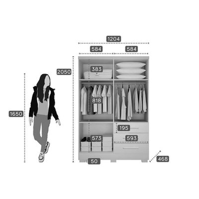 Guarda Roupa Solteiro 4 Portas 3 Gavetas C-espelho E Pés Freijo Cumaru C- Fendi - Novo Horizonte