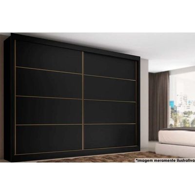 Guarda Roupa Casal 2 Portas De Correr E 6 Gavetas Sevilha Preto - Europa