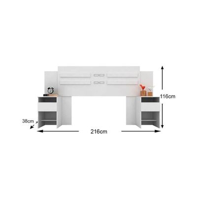 Cabeceira Cama Box Madeirado Casal Triunfo C/ 2 Gavetas Branco - Demóbile