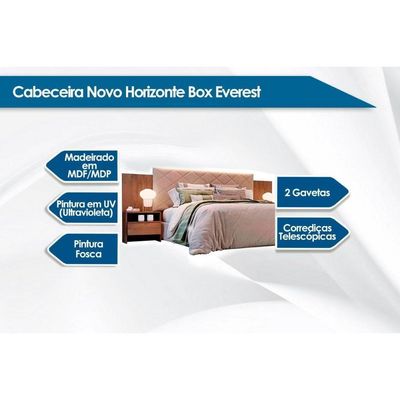 Cabeceira Cama Box Madeirado Casal Everest Plus C/ 2 Gavetas Freijo Cumaru - Novo Horizonte