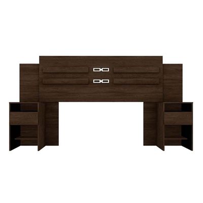 Cabeceira Cama Box Madeirado Casal Triunfo C/ 2 Gavetas ébano Touch - Demóbile