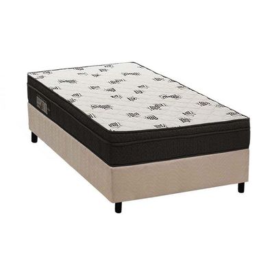 Cama Box Solteiro: Colchão Espuma D45 Ortobom Light Saúde Ortopilow + Base Crc Suede Clean(88x188)