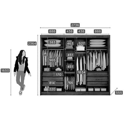Guarda Roupa Casal 3 Portas De Correr E 6 Gavetas C/ Espelho Passion Plus Branco - Novo Horizonte