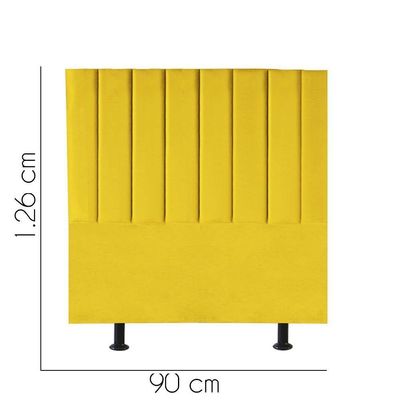 Cabeceira Estofada Carla 90cm Solteiro Para Cama Box Quarto Corino Amarelo - Gat Magazine