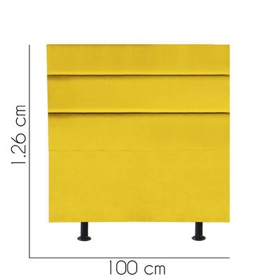 Cabeceira Estofada Argentina 100cm Solteiro Para Cama Box Quarto Corino Amarelo - Gat Magazine