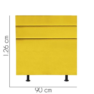 Cabeceira Estofada Argentina 90cm Solteiro Para Cama Box Quarto Corino Amarelo - Gat Magazine