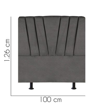 Cabeceira Estofada Bélgica 100cm Solteiro Para Cama Box Suede Cinza Escuro Grafite Gat Magazine