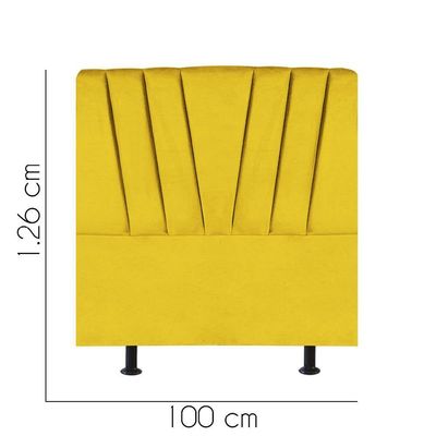 Cabeceira Estofada Bélgica 100cm Solteiro Para Cama Box Quarto Corino Amarelo - Gat Magazine