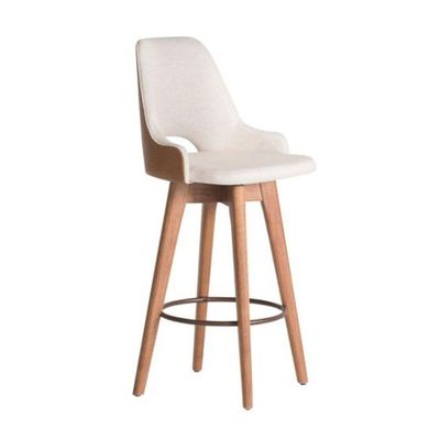 Banqueta Lary Decor Giratória Linha Alta- Frente Linho-costas Sintético Marrom