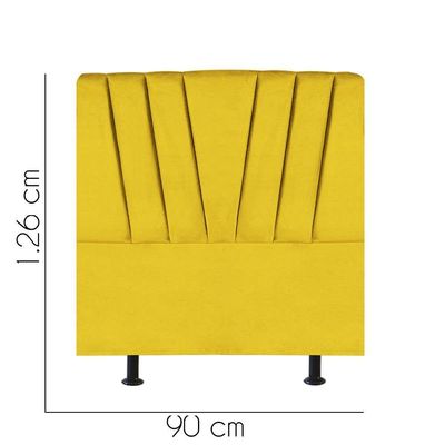 Cabeceira Estofada Bélgica 90cm Solteiro Para Cama Box Quarto Corino Amarelo - Gat Magazine