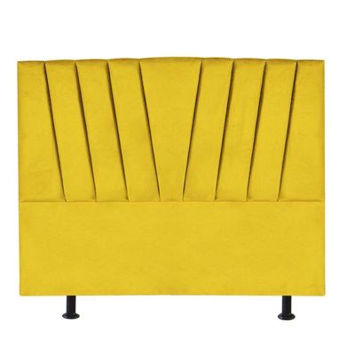Cabeceira Estofada Bélgica 195cm King Size Para Cama Box Quarto Suede Amarelo - Gat Magazine