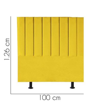 Cabeceira Estofada Carla 100cm Solteiro Para Cama Box Quarto Suede Amarelo - Gat Magazine