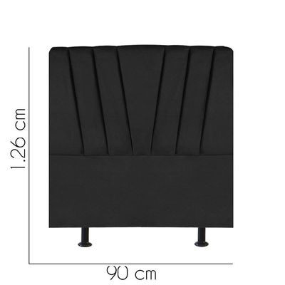 Cabeceira Estofada Bélgica 90cm Solteiro Para Cama Box Quarto Corino Preto - Gat Magazine