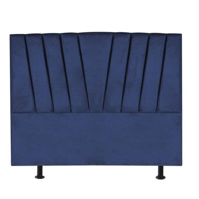 Cabeceira Estofada Bélgica 195cm King Size Para Cama Box Quarto Suede Azul Marinho - Gat Magazine