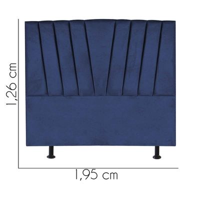 Cabeceira Estofada Bélgica 195cm King Size Para Cama Box Quarto Suede Azul Marinho - Gat Magazine