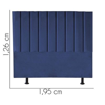 Cabeceira Estofada Carla 195cm King Size Para Cama Box Quarto Suede Azul Marinho - Gat Magazine