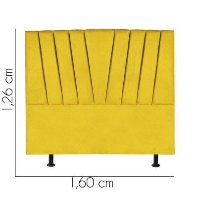 Cabeceira Estofada Bélgica 160cm Queen Size Para Cama Box Quarto Corino Amarelo - Gat Magazine