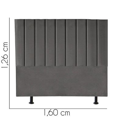 Cabeceira Estofada Carla 160cm Queen Size Para Cama Box Quarto Corino Cinza - Gat Magazine