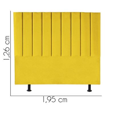 Cabeceira Estofada Carla 195cm King Size Para Cama Box Quarto Corino Amarelo - Gat Magazine