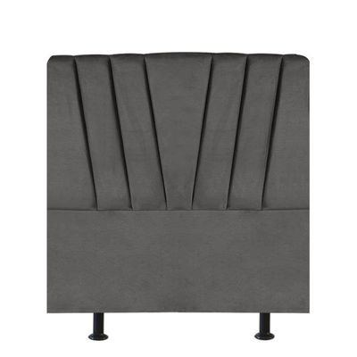 Cabeceira Estofada Bélgica 90cm Solteiro Para Cama Box Suede Cinza Escuro Grafite Gat Magazine